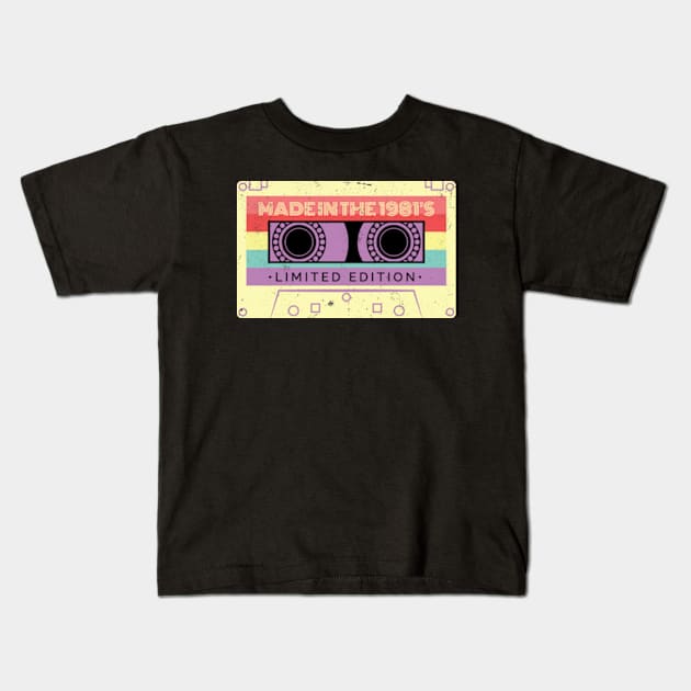 Retro Cassette Tape Made in The 1981's Birthday Kids T-Shirt by JaiStore